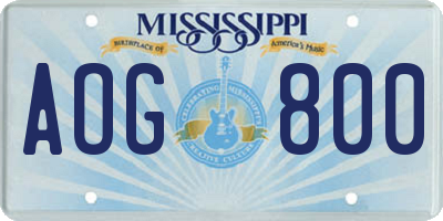 MS license plate AOG800