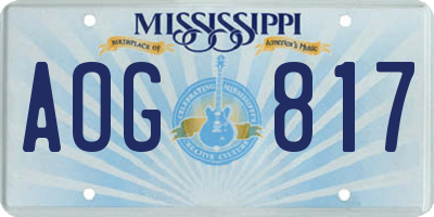 MS license plate AOG817