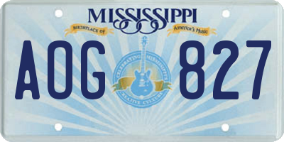 MS license plate AOG827