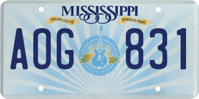 MS license plate AOG831