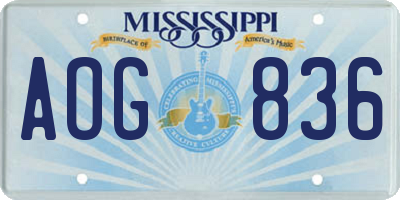 MS license plate AOG836