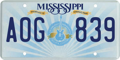 MS license plate AOG839