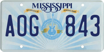 MS license plate AOG843