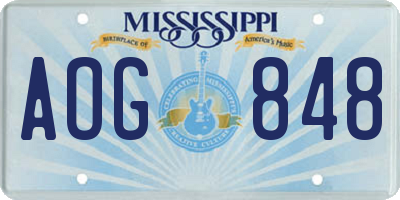 MS license plate AOG848