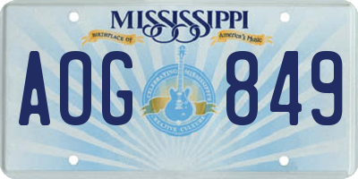 MS license plate AOG849