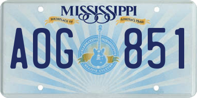 MS license plate AOG851