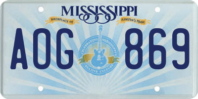MS license plate AOG869