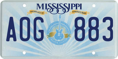 MS license plate AOG883