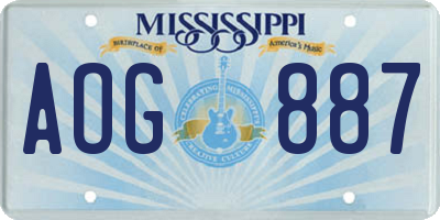MS license plate AOG887
