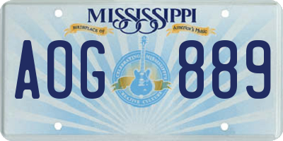 MS license plate AOG889