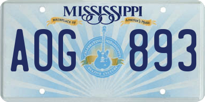 MS license plate AOG893