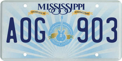 MS license plate AOG903