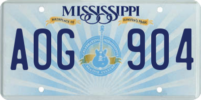MS license plate AOG904