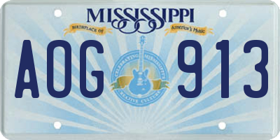 MS license plate AOG913