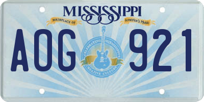 MS license plate AOG921