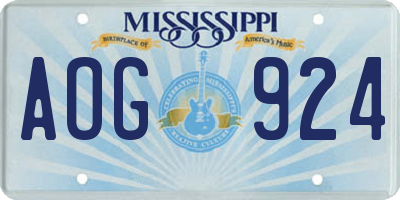 MS license plate AOG924