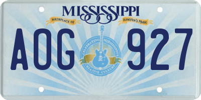 MS license plate AOG927