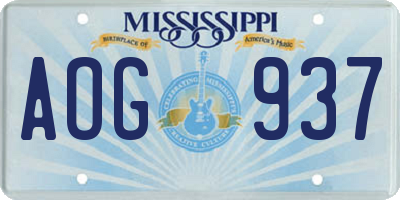 MS license plate AOG937