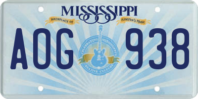 MS license plate AOG938
