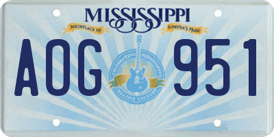 MS license plate AOG951