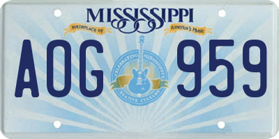 MS license plate AOG959