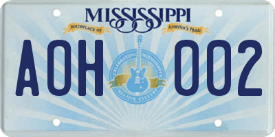 MS license plate AOH002