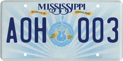 MS license plate AOH003