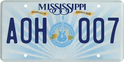 MS license plate AOH007