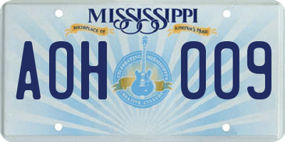 MS license plate AOH009