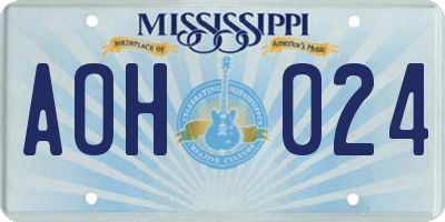 MS license plate AOH024