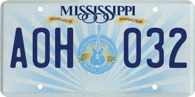 MS license plate AOH032