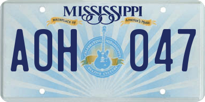 MS license plate AOH047