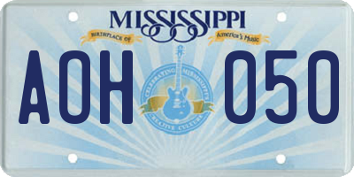 MS license plate AOH050