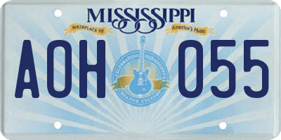 MS license plate AOH055