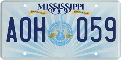MS license plate AOH059