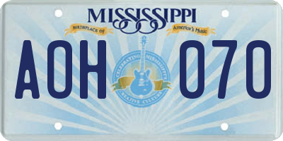 MS license plate AOH070