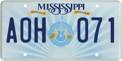 MS license plate AOH071