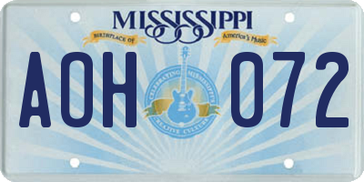 MS license plate AOH072