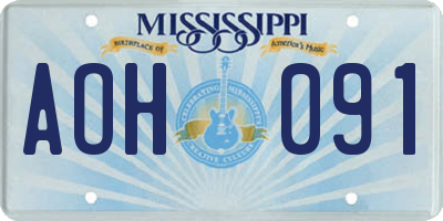MS license plate AOH091
