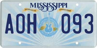 MS license plate AOH093