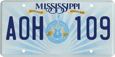 MS license plate AOH109