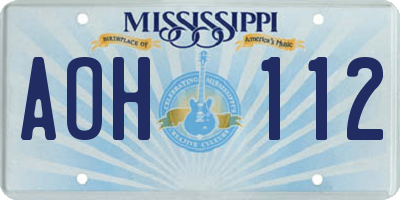 MS license plate AOH112