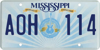 MS license plate AOH114