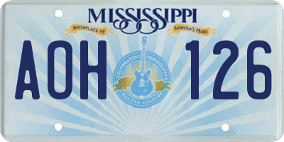 MS license plate AOH126