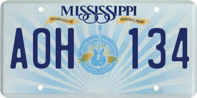 MS license plate AOH134