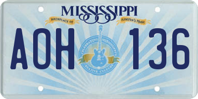 MS license plate AOH136