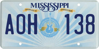 MS license plate AOH138
