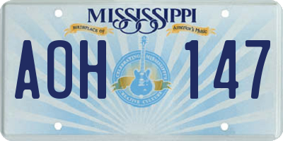 MS license plate AOH147
