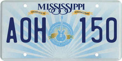 MS license plate AOH150