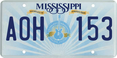 MS license plate AOH153